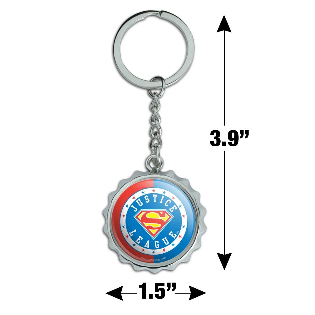 Justice League Superman Keychain - Chrome Plated Metal Bottle Opener with Athletic Logo - Perfect for DC Fans, Gifts & Pop Culture Collectibles (Use for Keys, Backpacks or Opening Bottles at Parties)