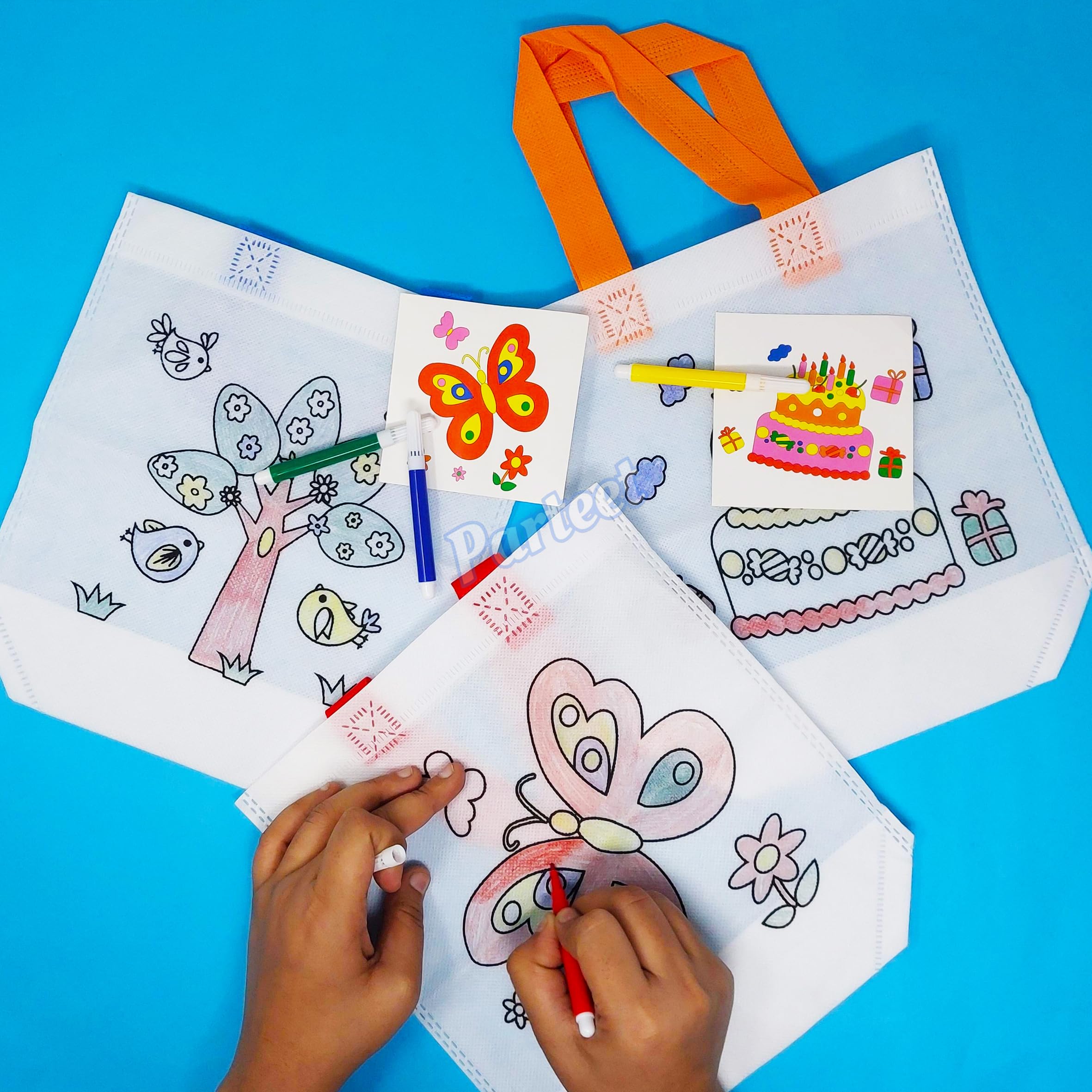 PARTEET Cartoon Themed Party Favor Bags - Medium Size Pink Gift Bags for Birthday, Baby Shower & Kids Party Supplies | Bulk Pack of 20
