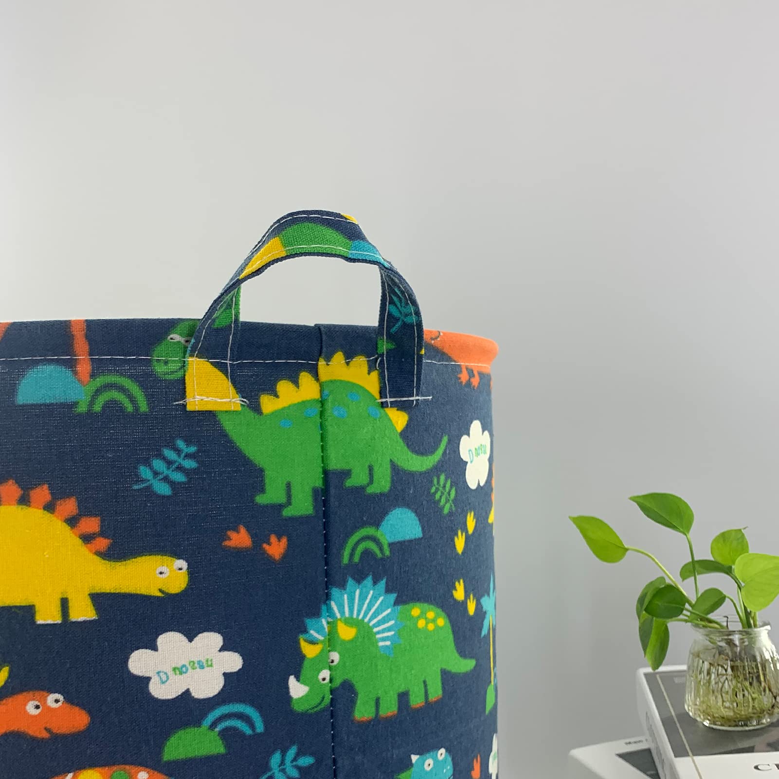 Foldable Storage Baskets - Large Collapsible Laundry Hamper with Handles for Nursery, Toys & Clothes (Blue Dinosaurs)