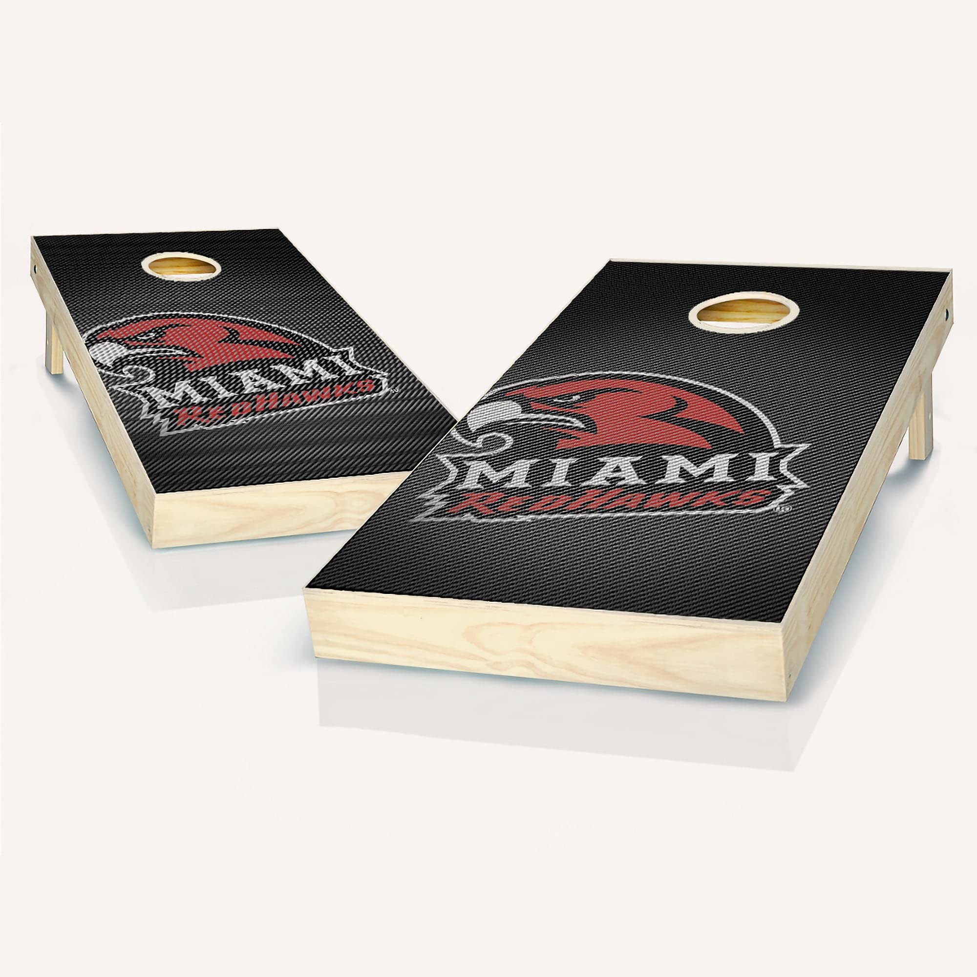 Premium Miami Slanted Cornhole Game Set - 2 Wooden Boards & 8 Bean Bags for Outdoor Parties, Tailgating, and Backyard Fun - Complete Set with Carrying Case and Rules