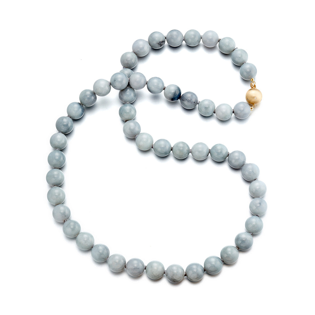 12mm Gray Jade Necklace for Women - Natural Stone Pendant Jewelry - Elegant & Stylish Gift for Birthday, Anniversary & Special Occasions