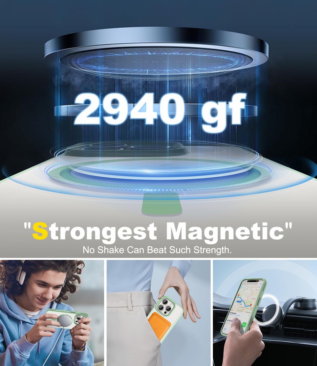 SUCGLES MagSafe Case for iPhone 15 Pro Max - Military Grade Shockproof Protection, Ultra Slim & Yellowing Resistant with Strongest Magnets | Matte Mint Green | Perfect for Outdoor Adventures & Daily Use