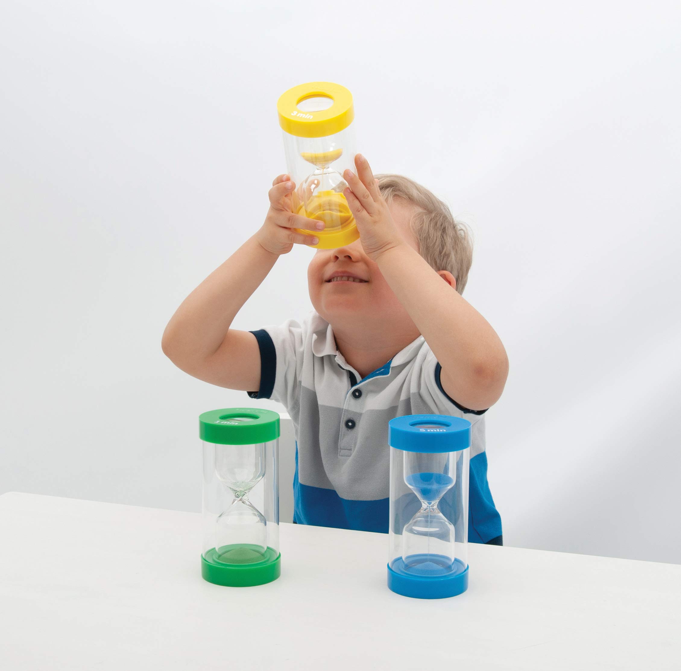 TickiT ClearView Magnifying Sand Timer - 3 Minute Yellow Hourglass for Kids Science Experiments, Classroom Activities & Sensory Play
