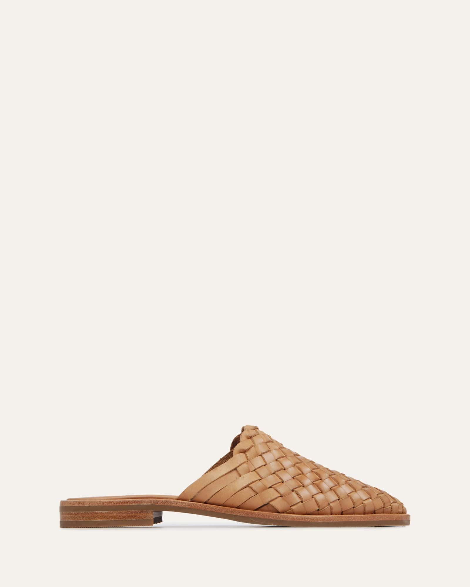 WEAVER Casual Leather Flats for Women - Tan Comfortable Slip-On Shoes for Work, Travel & Everyday Wear