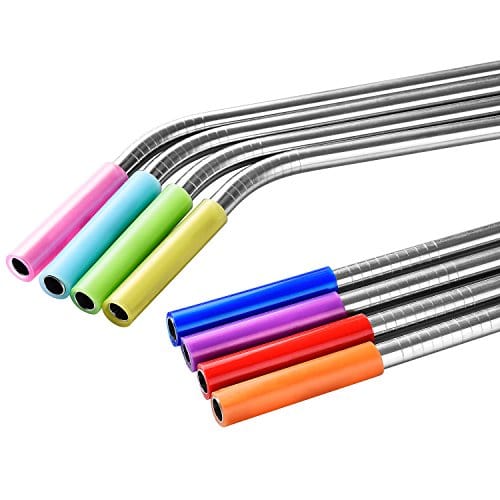 8 Pack Stainless Steel Straws - 10.5