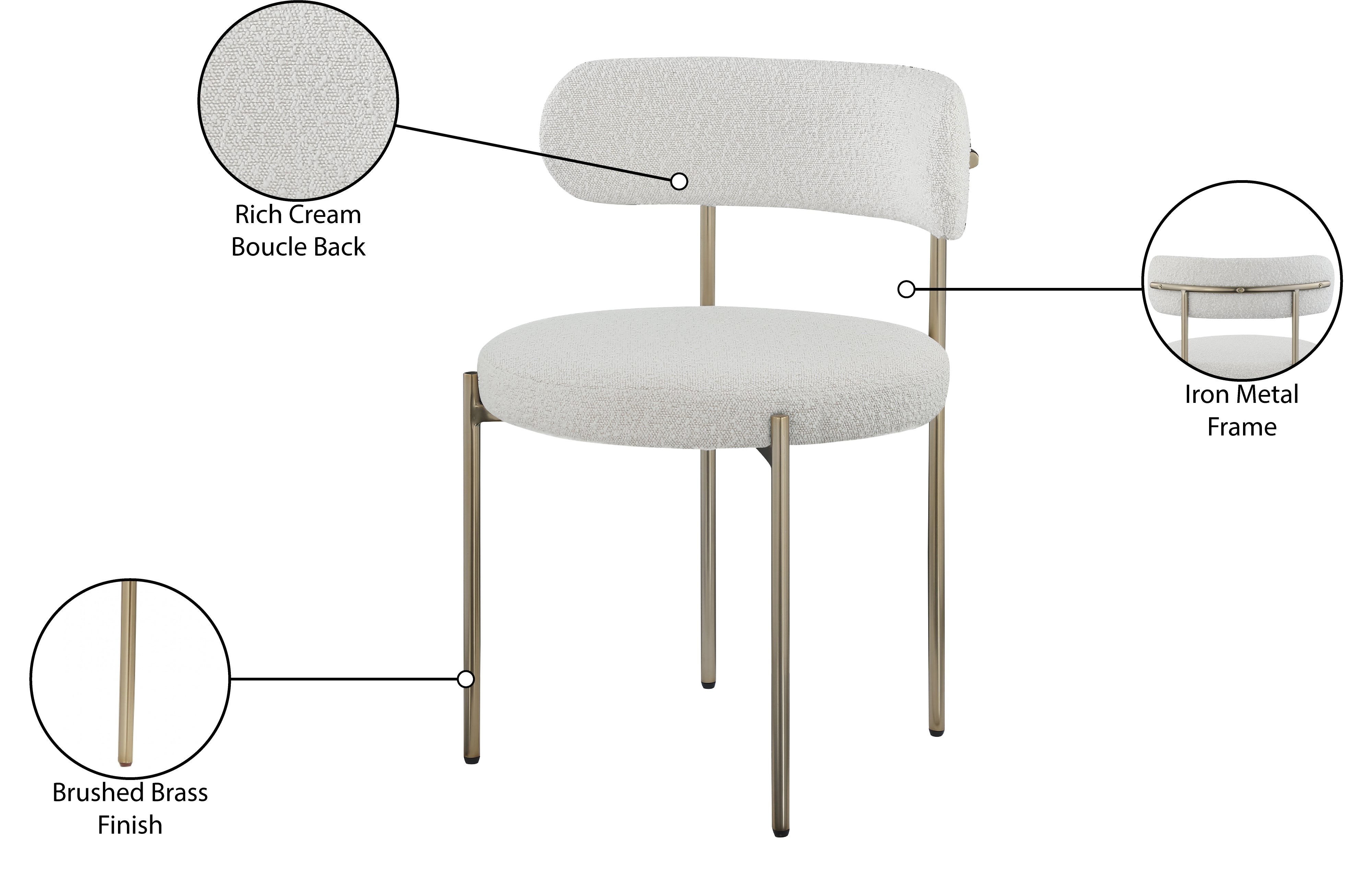 Luxury Boucle Fabric Dining Chair - Modern Upholstered Accent Chair for Kitchen, Dining Room & Office - Soft & Comfortable Mid Century Design - Perfect for Home Decor & Entertaining