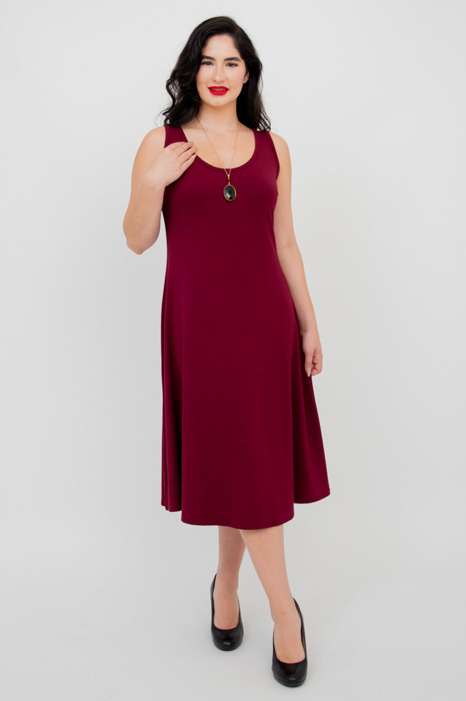Becca Women's Burgundy Bamboo Dress - Soft & Breathable Fabric for Casual Wear, Office & Summer Outfits