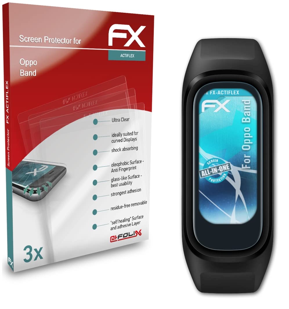 atFoliX Ultra Clear Flexible Screen Protector for Oppo Band - 3 Pack Anti-Scratch Film with Bubble-Free Installation | Perfect for Workouts, Swimming & Daily Wear
