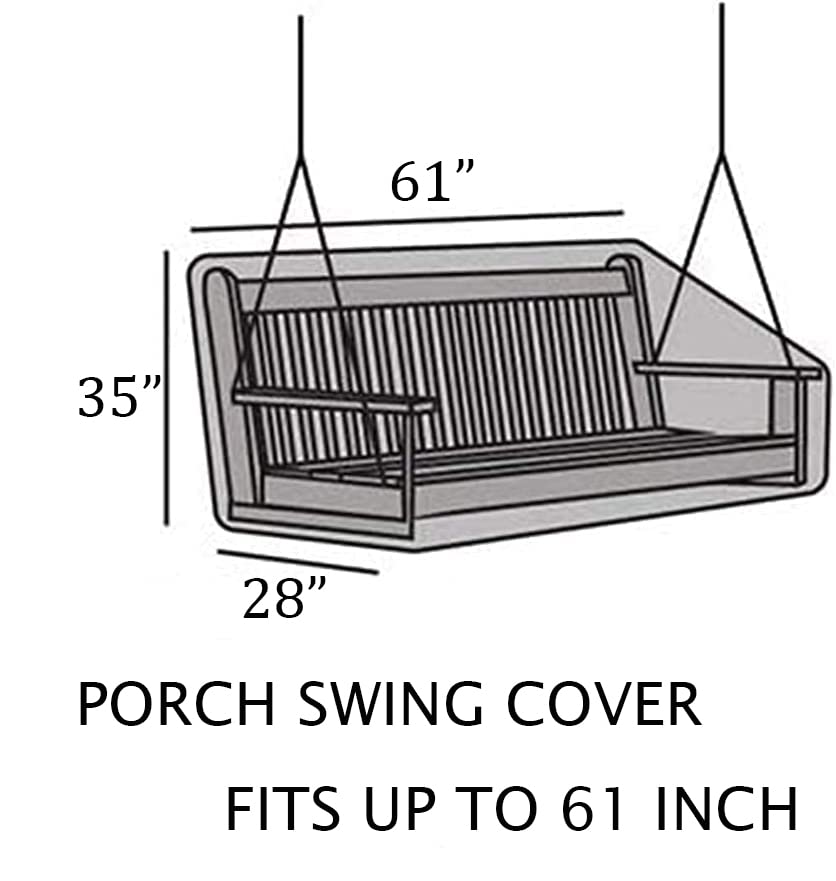 61Inch Waterproof 600D Oxford Porch Swing Cover - Outdoor Hanging Chair Protector for Garden, Patio & Hammock - All-Weather Furniture Cover (Black) | Perfect for Backyard, Deck & Outdoor Relaxation