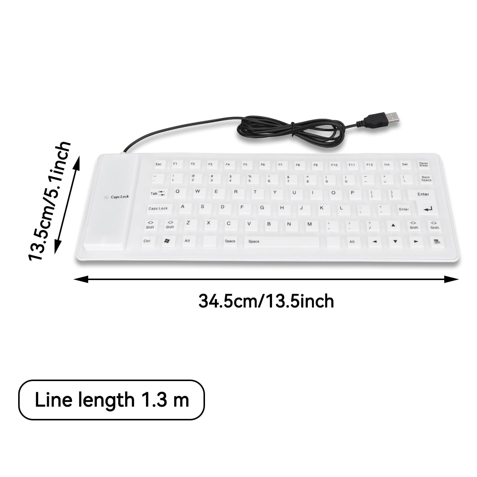 Foldable Silicone USB Keyboard 85 Keys - Waterproof, Silent & Soft Flexible Wired Keyboard for Laptop, PC, Mac - Perfect for Office, Travel & Home Use (White)