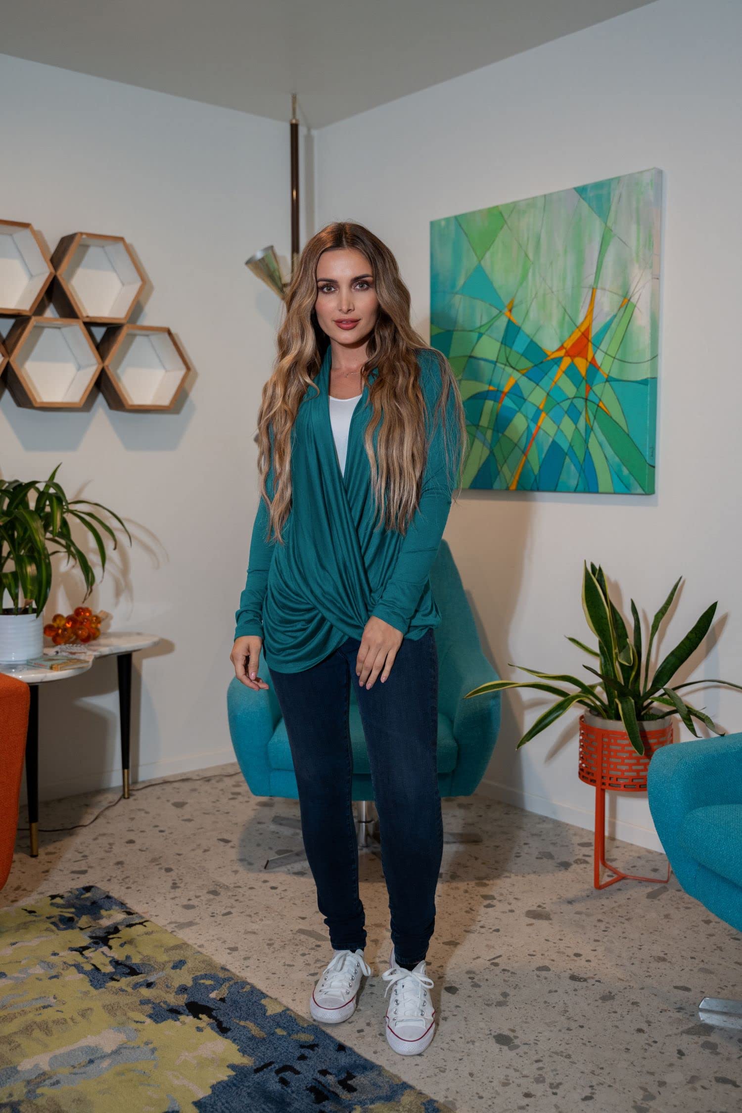 Free to Live Women's 3 Pack Lightweight Long Sleeve Knitted Cardigan - Criss Cross Pullover Nursing Tops in X-Large (Teal, Wine, White) | Perfect for Breastfeeding Moms, Layering in Fall/Winter & Casual Outfits