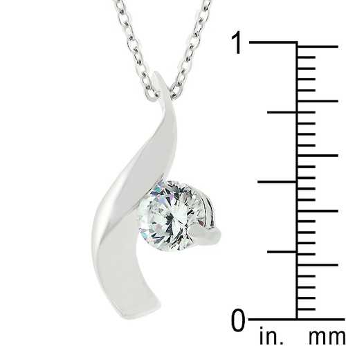 Elegant Cubic Zirconia Twist Pendant Necklace - Dainty Silver Jewelry for Women - Perfect for Date Night & Special Occasions