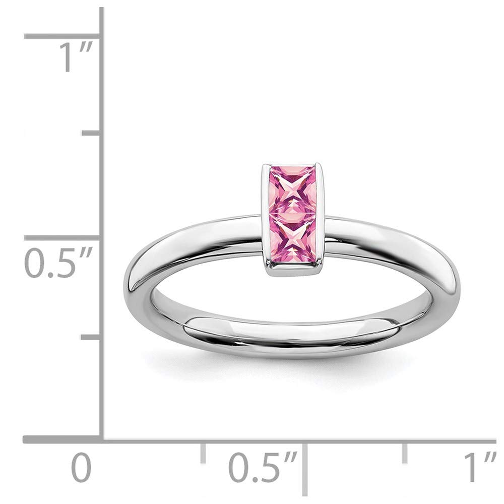 Black Bow Sterling Silver Pink Tourmaline Stackable Ring for Layering Jewelry