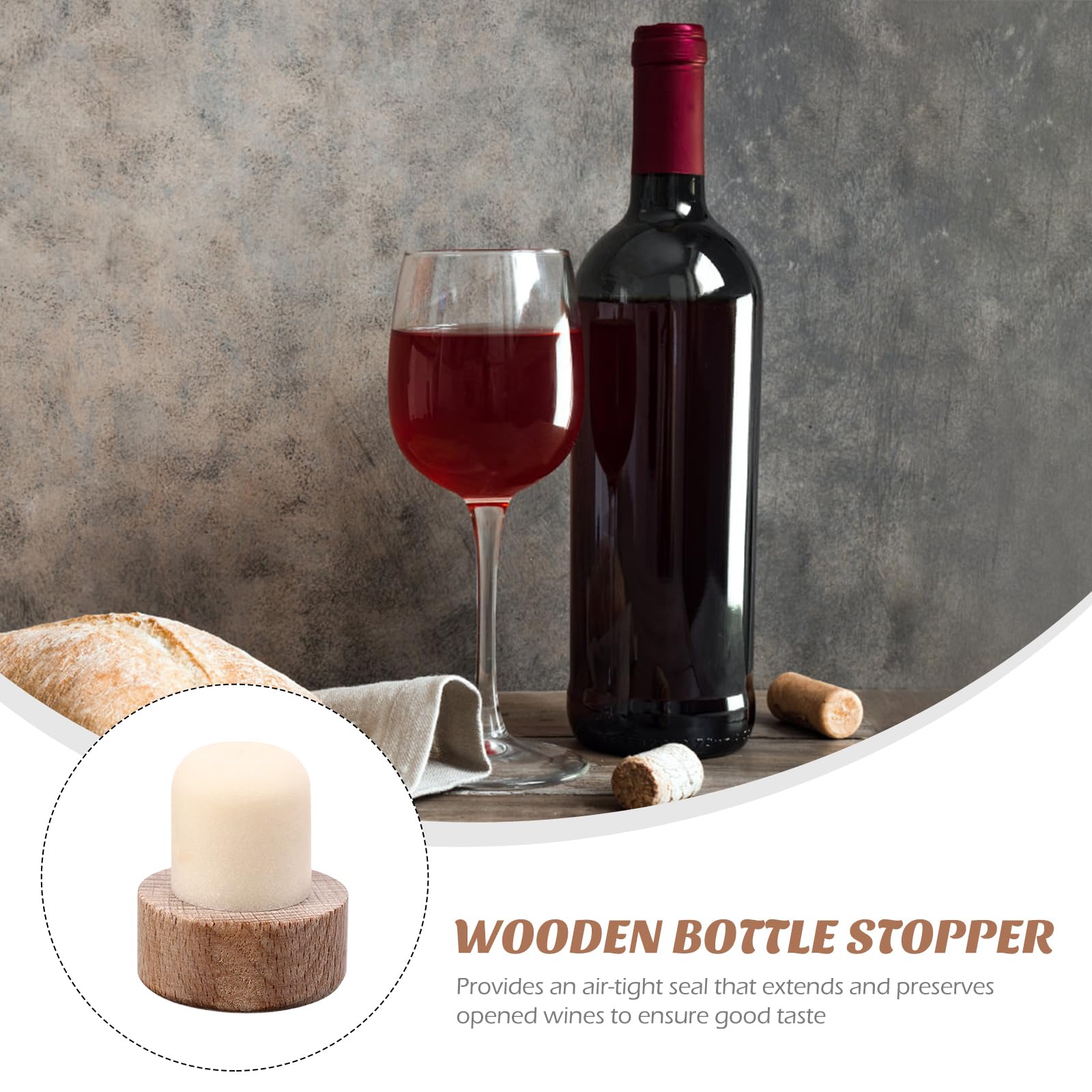 6PCS Reusable Wine Stoppers - T-Shaped Wooden & Rubber Corks for Wine & Beer Bottles | DIY Craft & Home Bar Accessories | Perfect for Parties, Gifts & Wine Storage