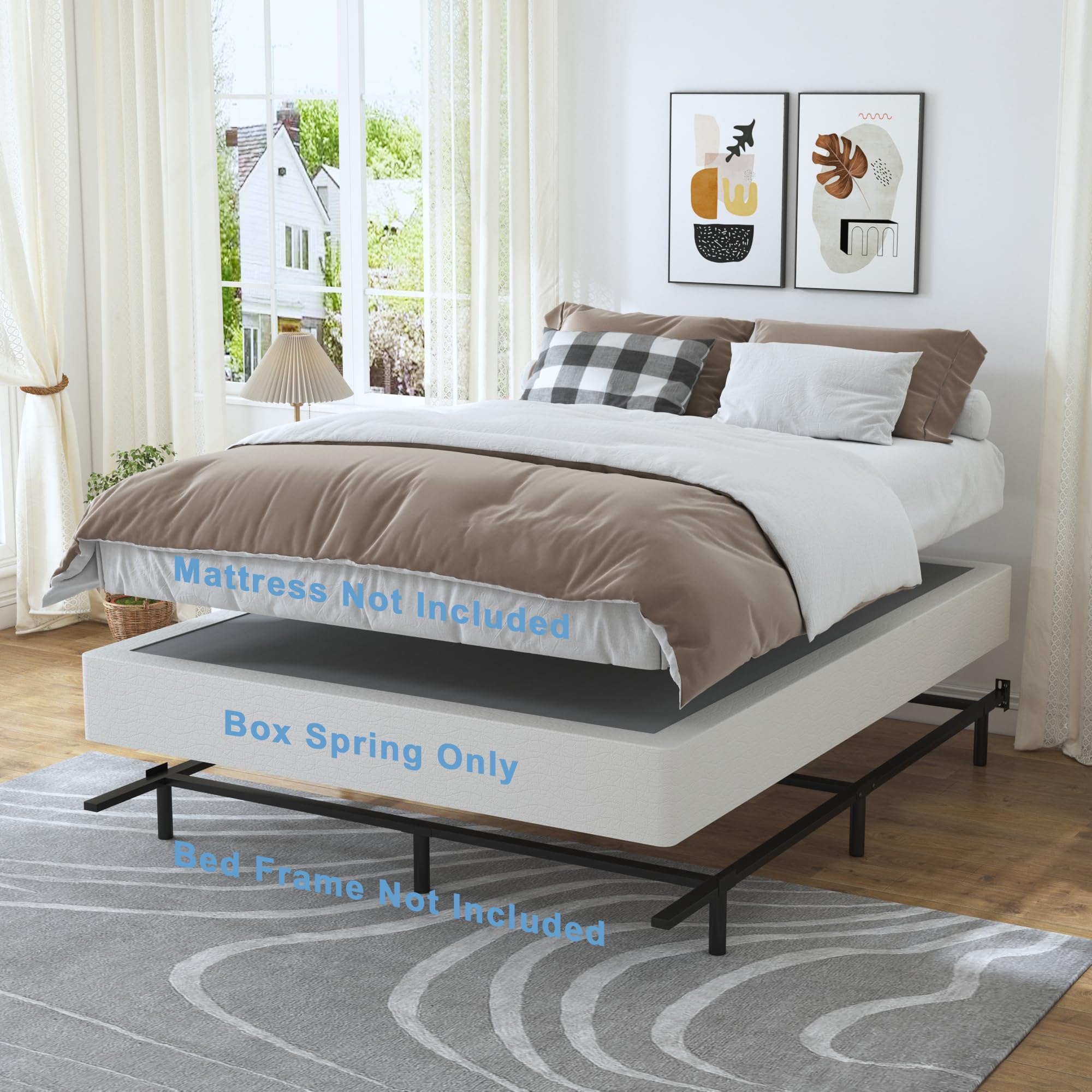 7 Inch High Profile Box Spring for King Bed - Sturdy Metal Frame Mattress Foundation with Easy Assembly | Quiet & Noise-Free Support | Perfect for Bedroom, Guest Room & Dormitory Use