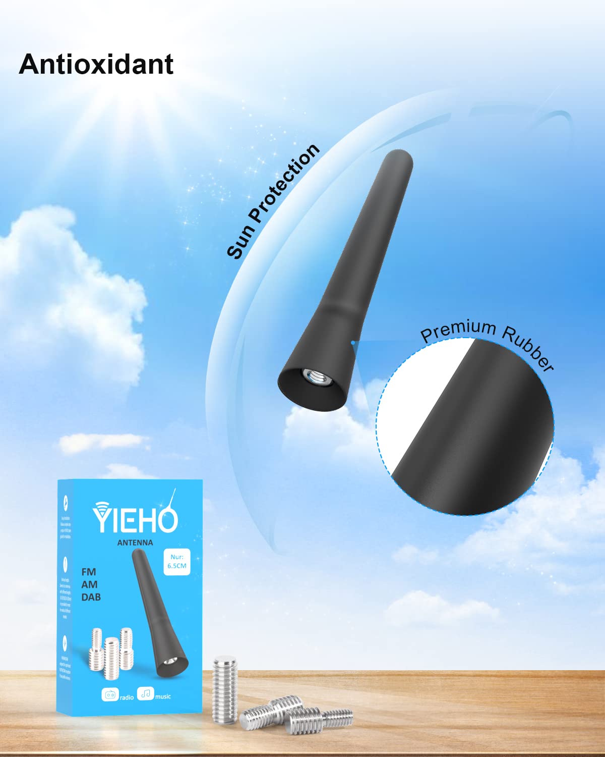 Universal Short Car Antenna 6.5 Inch - Mini AM/FM/DAB Radio Antenna Compatible with Most Vehicles - Compact Design for Improved Signal Reception - Perfect for Cars, Trucks & SUVs (Enhanced Driving Experience)