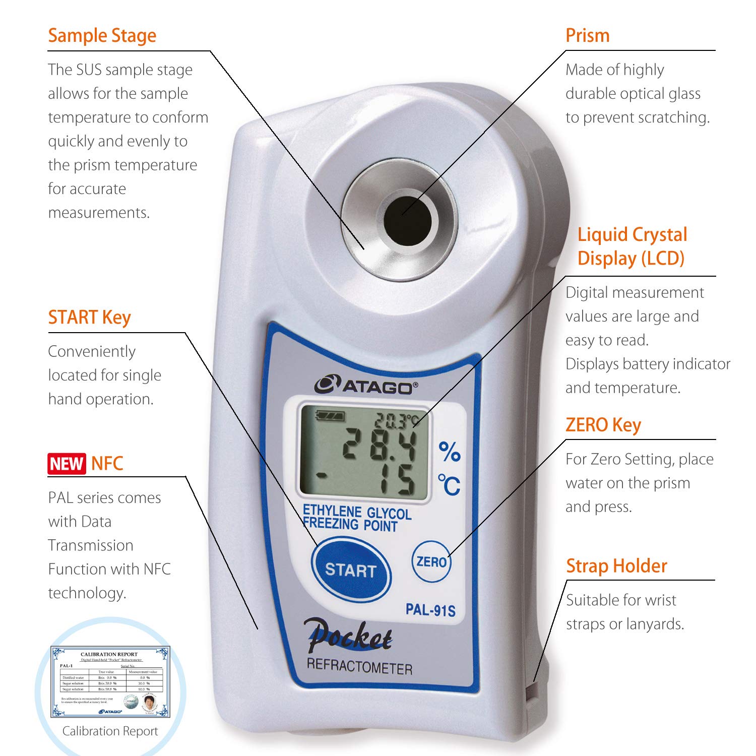 Atago PAL-91S Digital Handheld Pocket Refractometer - Ethylene Glycol Coolant Tester with Freezing Point Scale (℃) - Perfect for Automotive Antifreeze Testing & HVAC System Maintenance