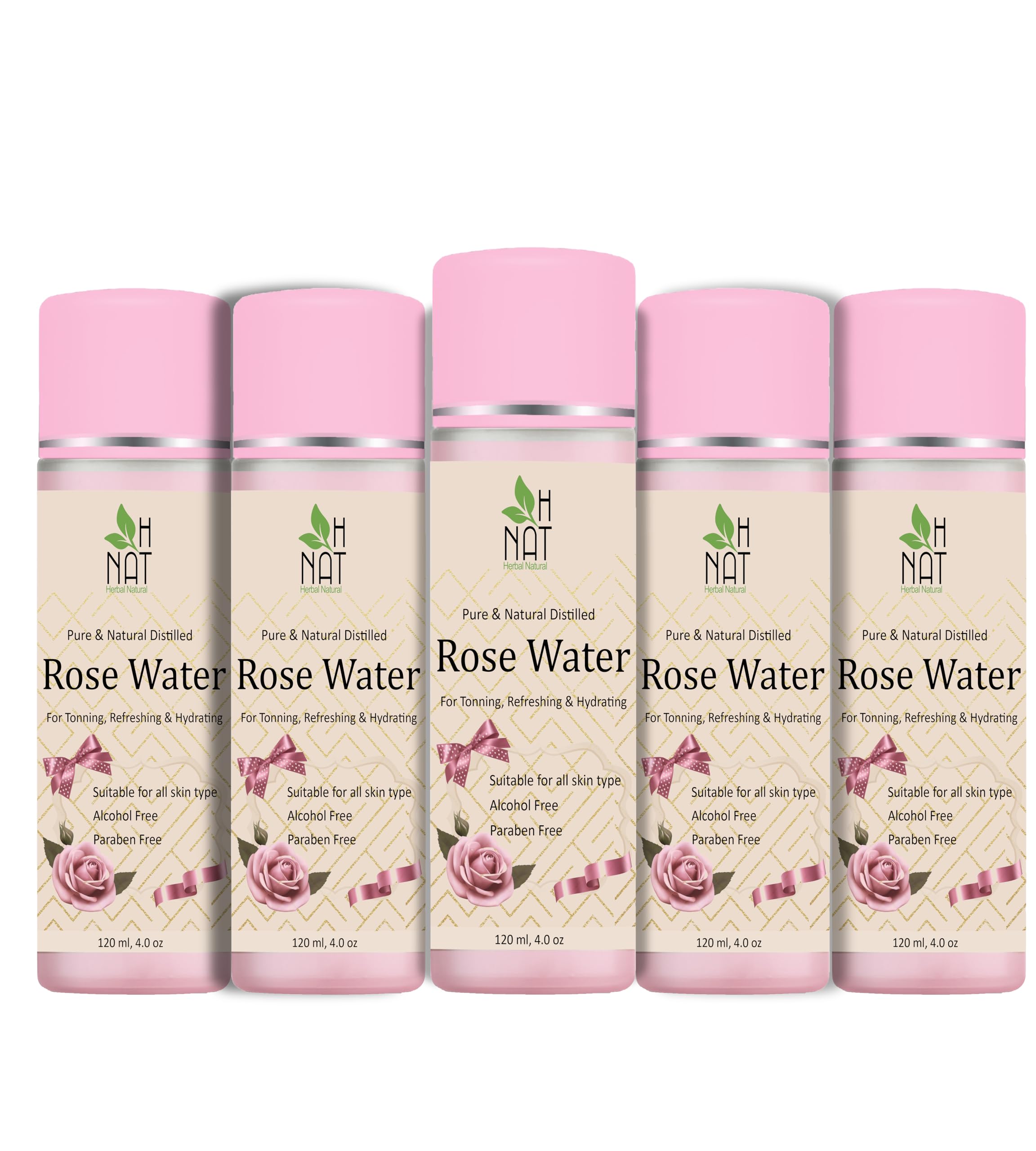 **Organic Rose Water Face Toner for Men & Women - Alcohol-Free, Fragrance-Free Skin Toner & Makeup Remover | Hydrating & Soothing for All Skin Types (120ml x 5, 600ml) | Perfect for Daily Skincare, Post-Workout Refresh & Travel**