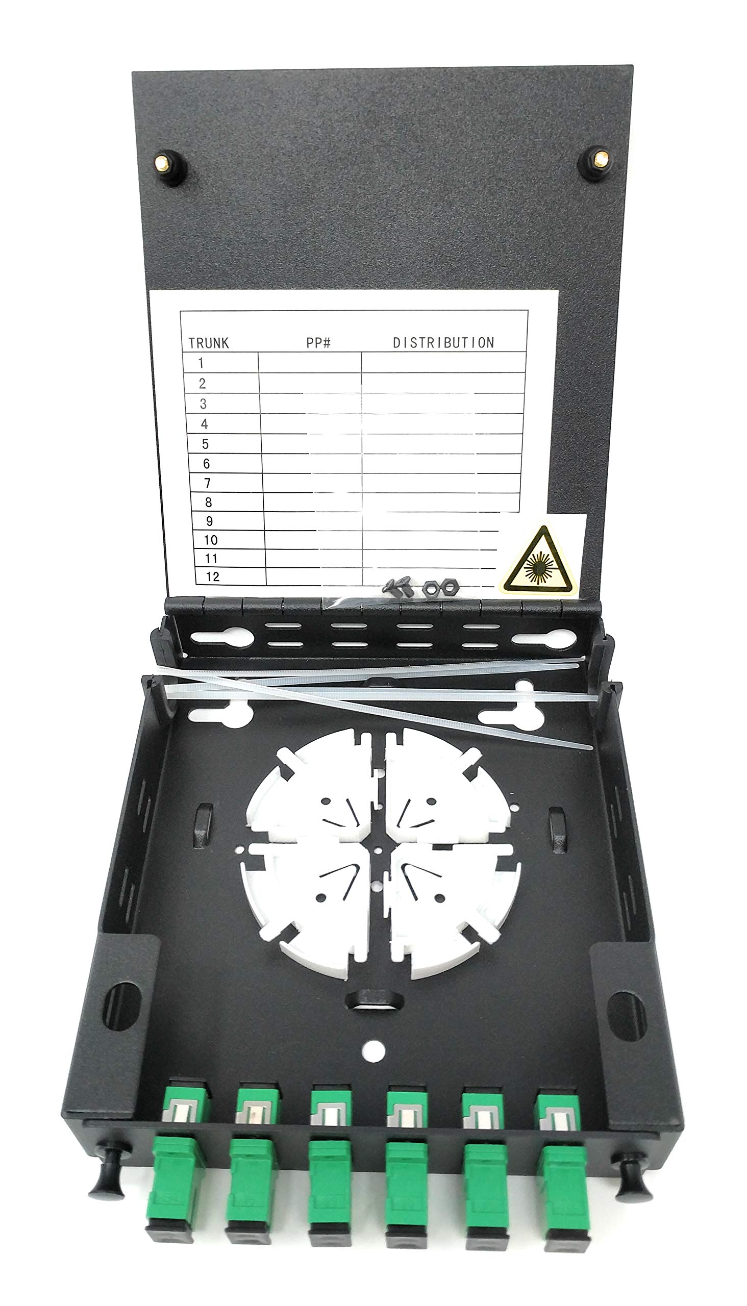 Ultra Spec Wall Mount Fiber Enclosure with Spool - 6 Port SC-APC Singlemode Simplex LGX Panel for Home & Office Network Installation | Ideal for Data Centers, Telecom Rooms & FTTH Applications