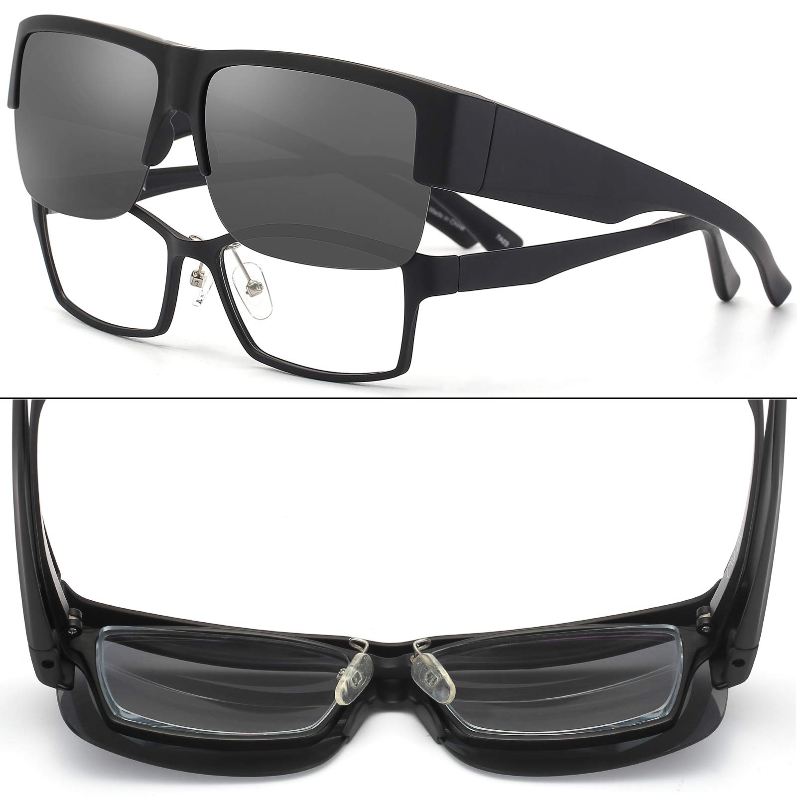 CAXMAN Polarized Fit Over Sunglasses for Men & Women - 100% UV Protection - Lightweight Wrap-Around Design for Driving, Fishing & Outdoor Activities
