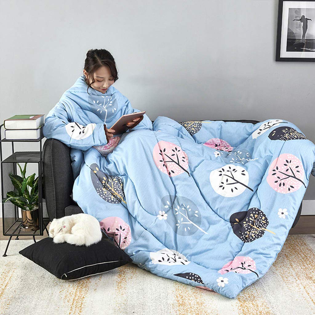 All-Season Wearable Blanket with Sleeves - Soft & Warm Zip-Up Quilt for Winter - Machine Washable Lazy Blanket for Bed, Couch & Outdoor Use