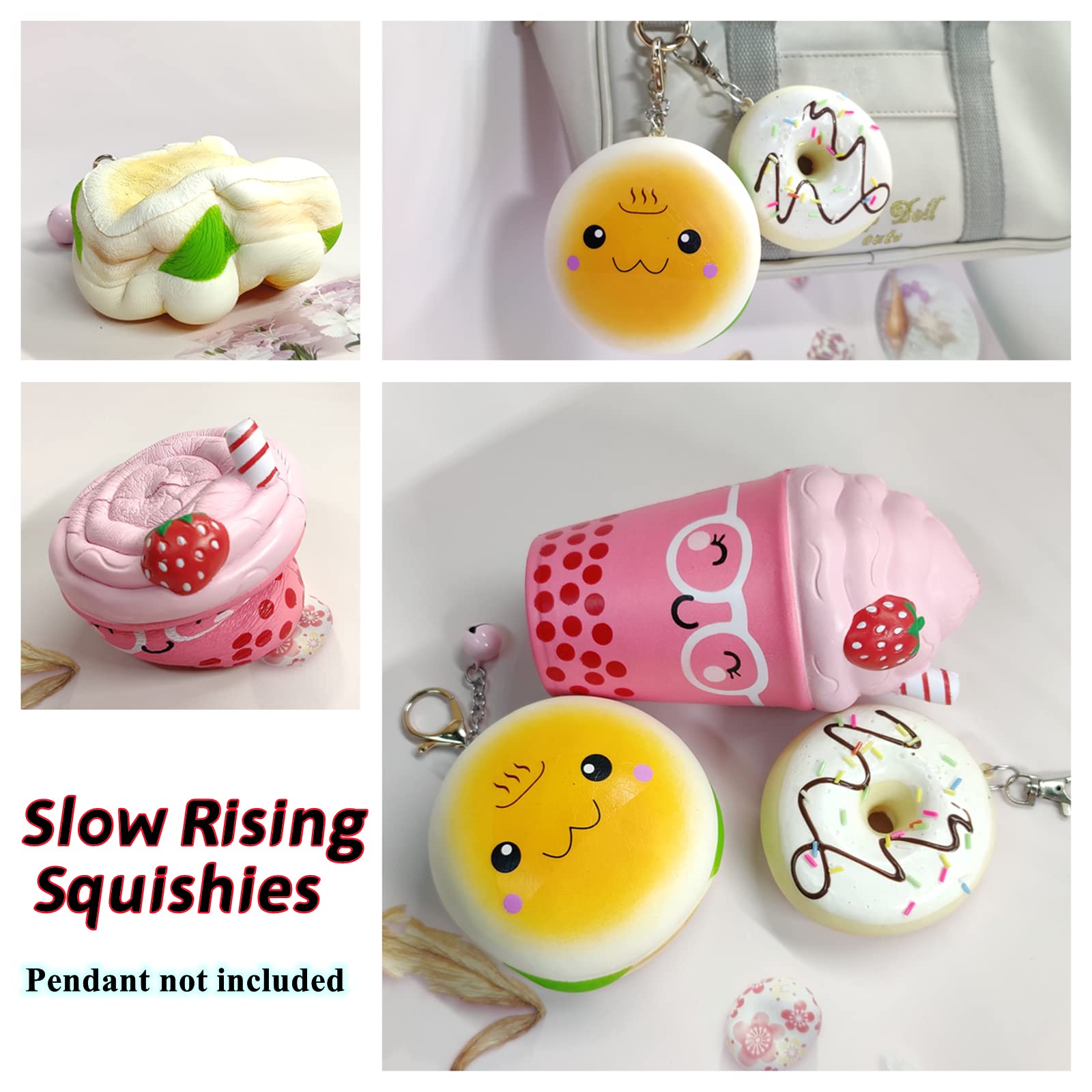 3pcs Jumbo Food Squishy Toys - Ice Cream, Hamburger, Donut Keychain for Stress Relief & Fun - Kids & Adults