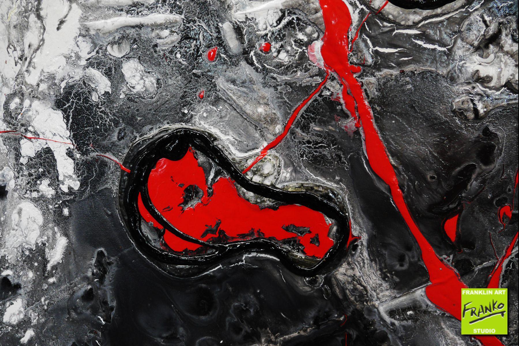 190cm x 100cm Grey Red Textured Abstract Canvas Painting - Modern Wall Art for Living Room, Bedroom & Office Decor