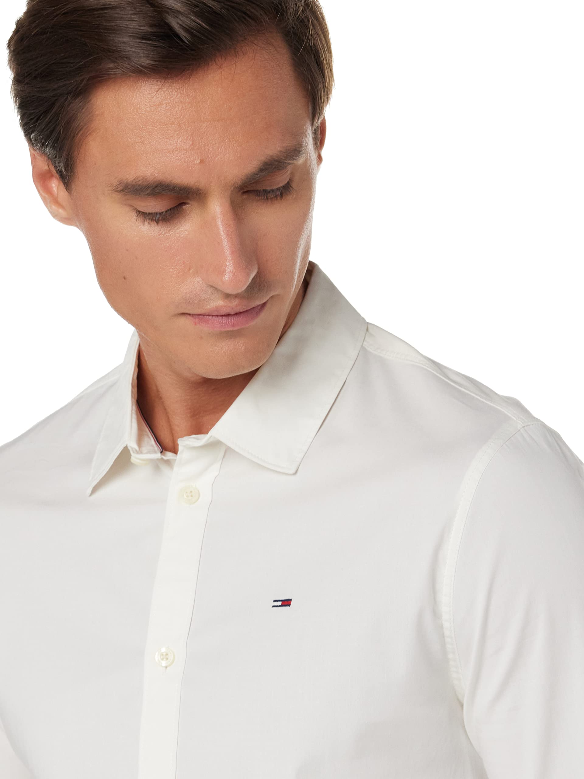 Tommy Hilfiger Men's Casual Button-Down Shirt in Classic Brown | Slim Fit Long Sleeve Dress Shirt for Business & Office Wear | Perfect for Work, Date Night & Formal Occasions