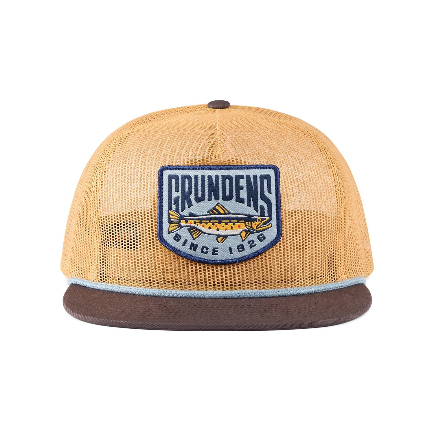 Grundens Trout Patch Mesh Trucker Hat - Breathable Fishing Cap for Men & Women - Perfect for Outdoor Activities, Hiking, and Camping