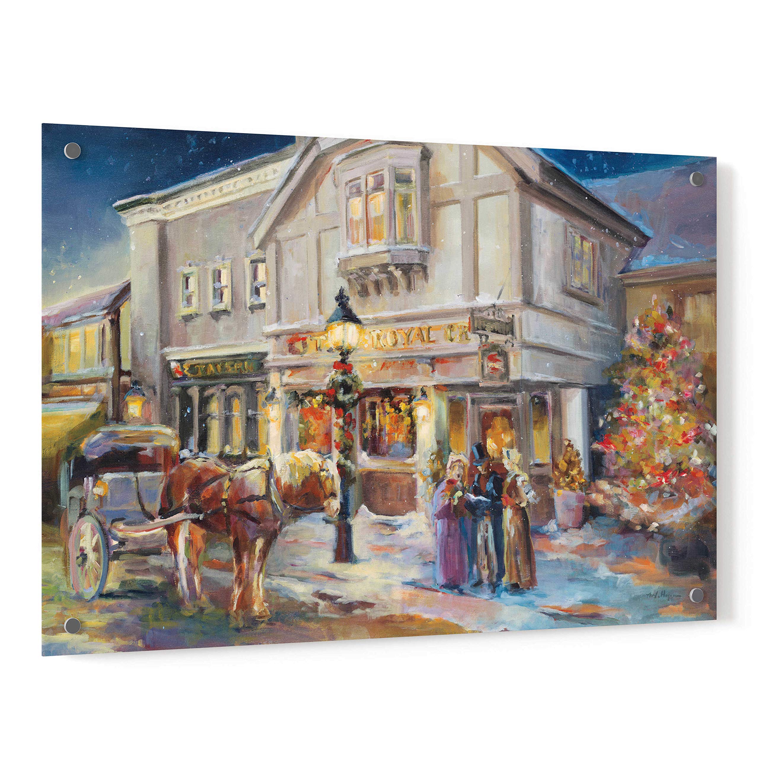 Epic Art 'A Christmas Night Light' by Marilyn Hageman - 36x24 Inch Acrylic Glass Wall Art Decor for Living Room, Bedroom & Office - Holiday Christmas Painting for Home & Gift Giving