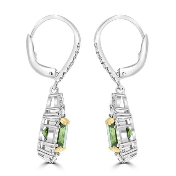 18KT White Gold 5.06CT Green Garnet & 1.44CTW Diamond Dangle Earrings for Women - Elegant Jewelry Gift for Wedding, Anniversary & Special Occasions