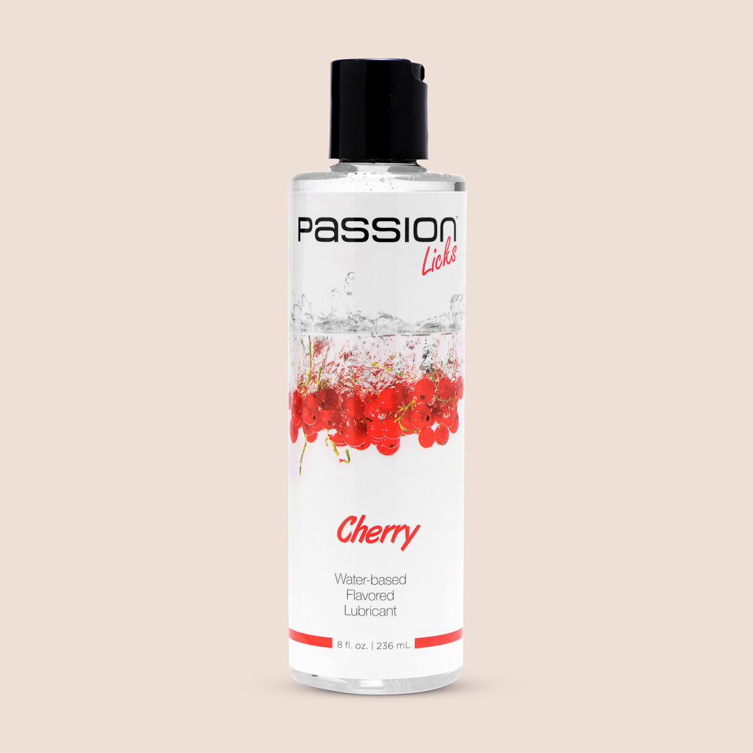 Passion Licks Cherry Flavored Water-Based Lubricant - 8 Fl Oz (236ml) - Long-Lasting, Safe & Natural Personal Lubricant for Couples & Intimate Moments