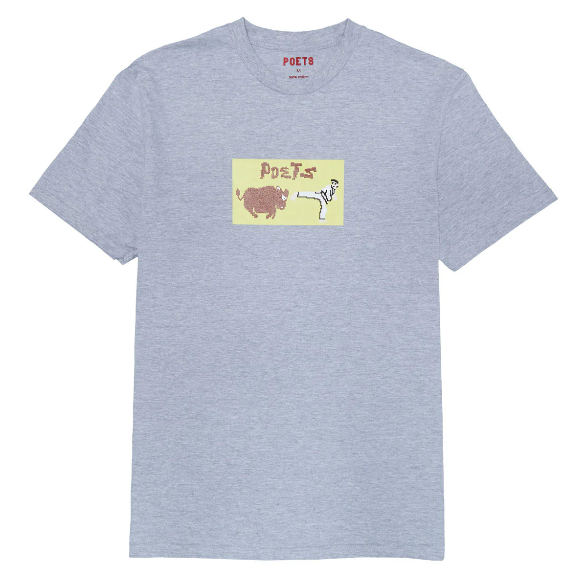 Poets Karate Champ DTG Printed T-Shirt - Comfortable Cotton Tee for Men & Women (Grey) - Perfect for Martial Arts Training, Casual Wear & Street Fashion