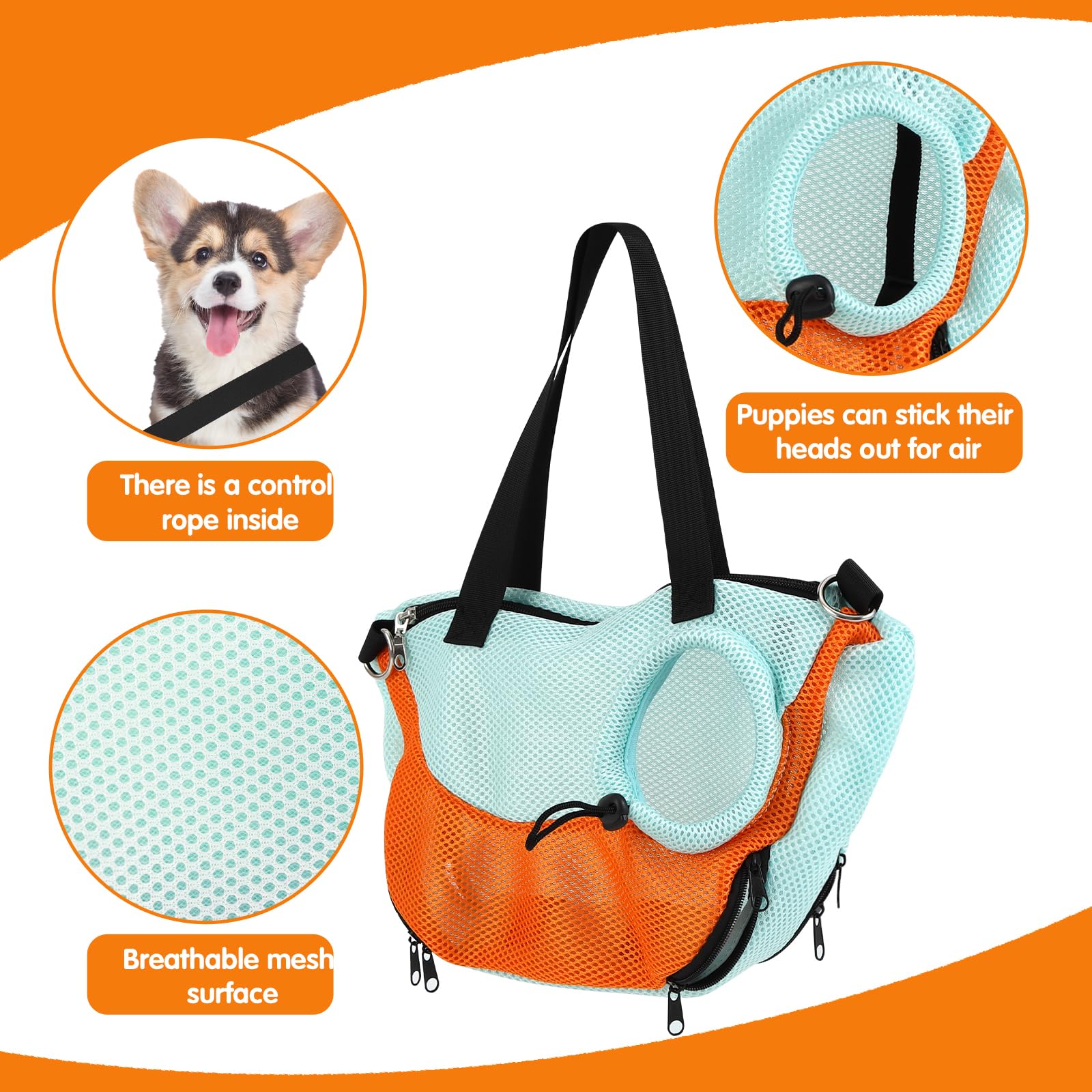 Adjustable Hands-Free Dog Sling Carrier for Small Dogs & Cats - Reversible Puppy Carrier Purse with Storage Pocket - Travel Safety Harness for Outdoor Walks, Shopping & Vet Visits