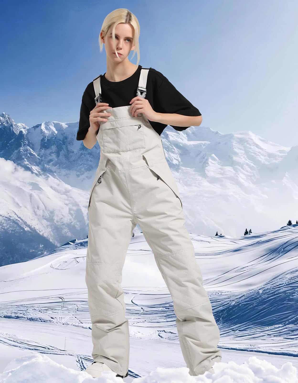 Women's Waterproof Insulated Ski Bib Overalls - Soft Ripstop Snow Pants for Skiing & Snowboarding | Winter Outdoor Sports Gear for Cold Weather Adventures
