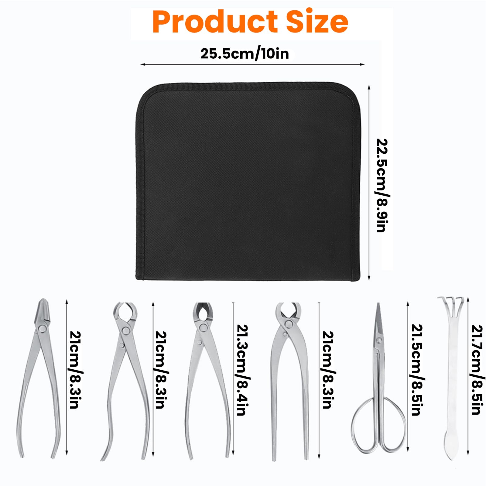 6-Piece Bonsai Tools Set - Stainless Steel Gardening Kit with Storage Bag for Trimming, Pruning & Soil Loosening - Perfect for Bonsai, Succulents & Fruit Trees - Indoor/Outdoor Plant Care Essential