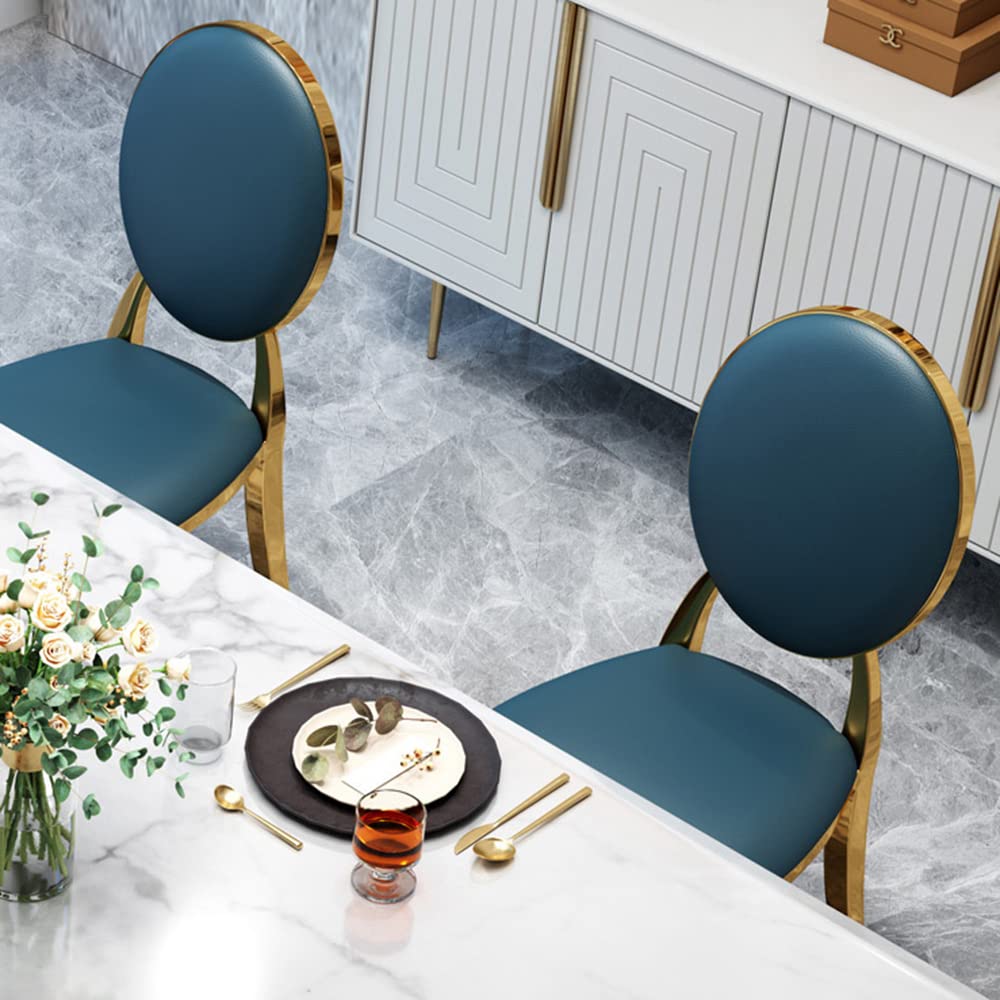 Modern White Marble Dining Table Set with Gold Trestle Base - 51.2