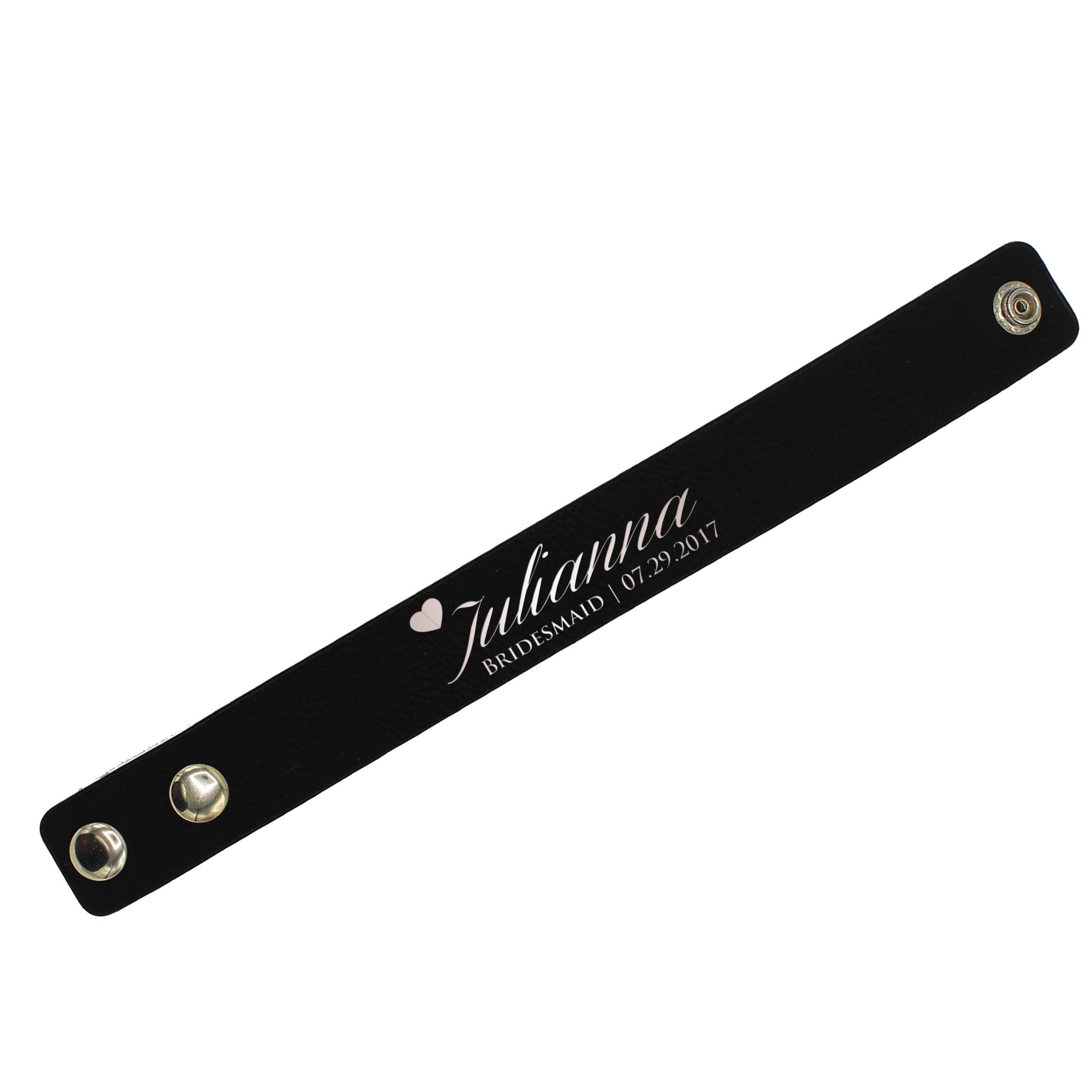 Custom Engraved Wedding Party Bracelets - Personalized Bridesmaid & Groomsman Gifts, Adjustable Unisex Wristbands for Women & Men (Black with Silver) - Perfect for Weddings, Anniversaries, and Special Occasions