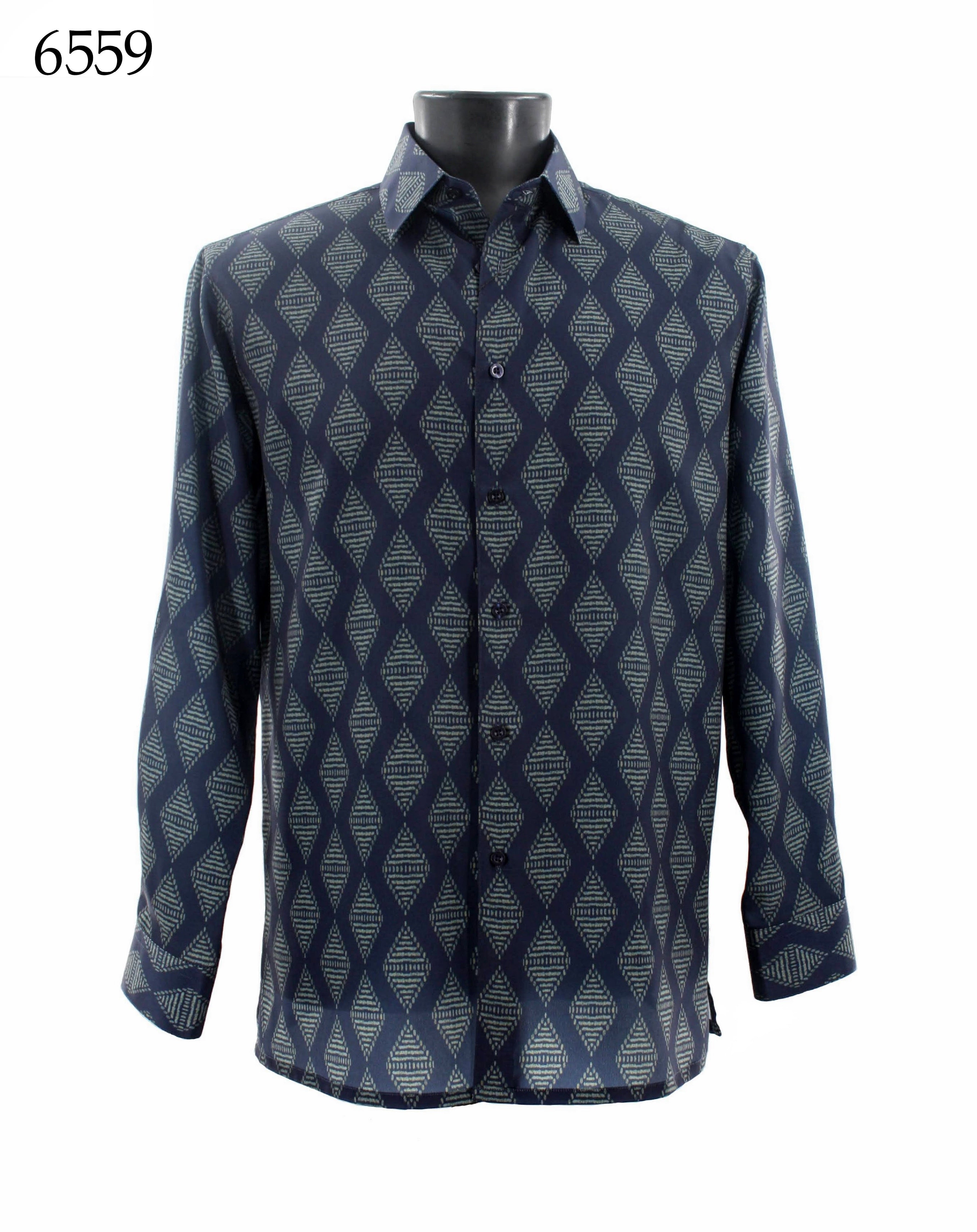 Bassiri Men's Long Sleeve Casual Shirt 6559 - Comfortable Slim Fit Button Down Dress Shirt for Office, Business, and Formal Occasions