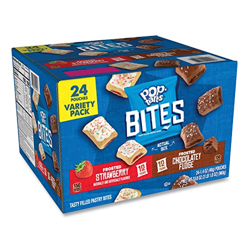 Kellogg KEB24913 Pop Tarts Bites Variety Pack Snack Mix - 24 Count | Breakfast Pastries, On-the-Go Snacks & Lunchbox Treats for Kids & Adults