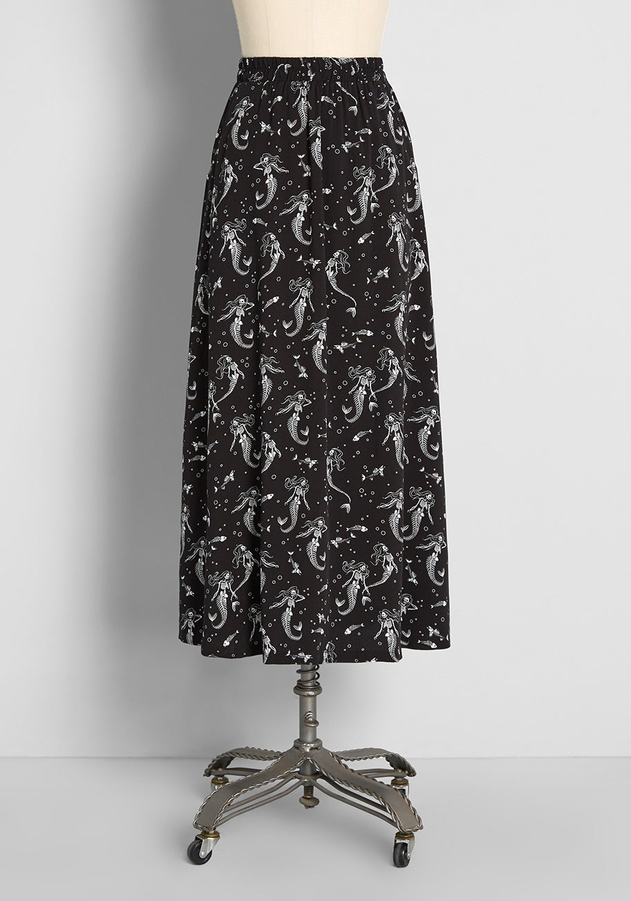Mermaid Underworld Party Maxi Skirt - Gothic Fantasy Costume Skirt for Women | Perfect for Halloween, Cosplay, Themed Parties & Mermaid Costume Events