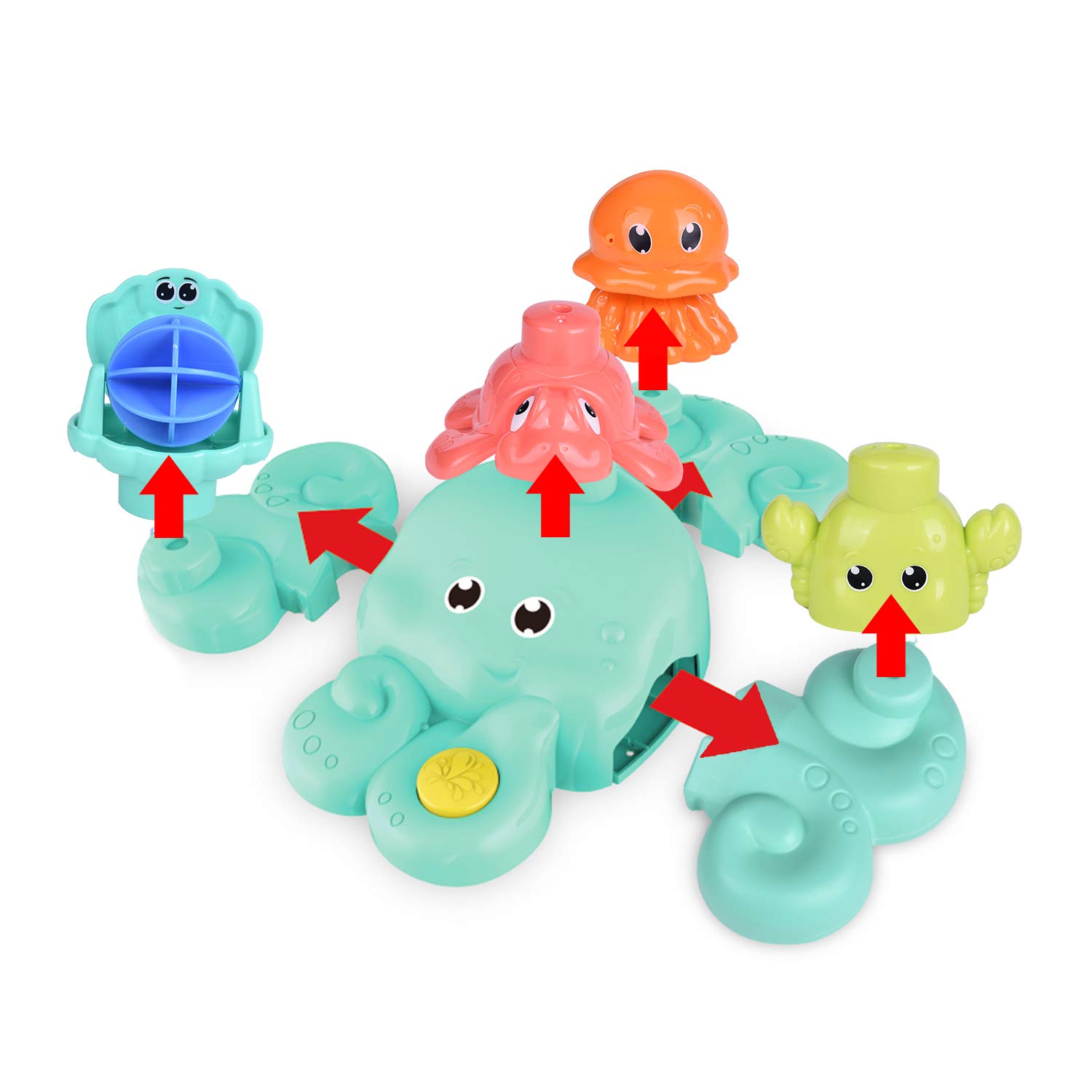 5-Piece FUN LITTLE TOYS Bath Tub Set for Toddlers - Water Spraying Bath Toys for Kids, Perfect Gift for Boys & Girls - Ideal for Bathtime Play & Sensory Development