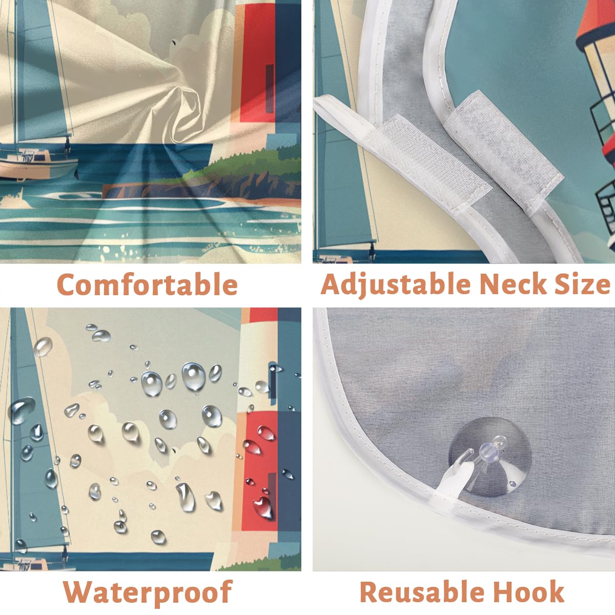 **Cartoon Boat Lighthouse Beard Shaving Bib for Men - Waterproof Hair Dye Apron & Makeup Cape for Women - Sink Hair Catcher for Beard Trimming & Haircut - Perfect Gift for Barbers & Stylists (Great for Home & Salon Use)**