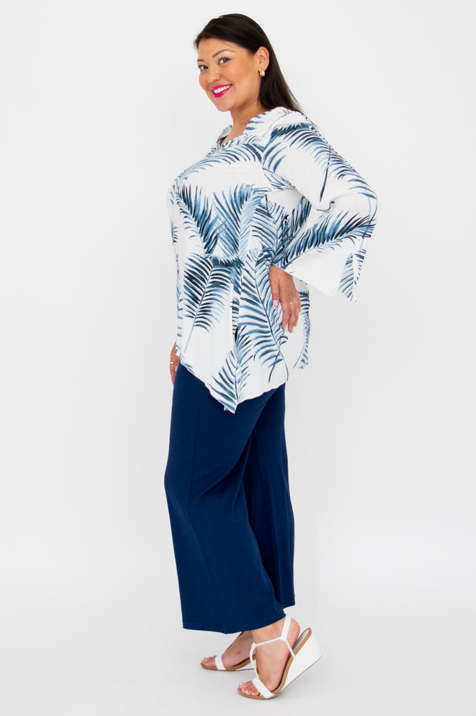 Dorothy Top - Stylish Women's Blouse with Palm Print | Perfect for Casual Outings, Beach Vacations & Summer Fashion
