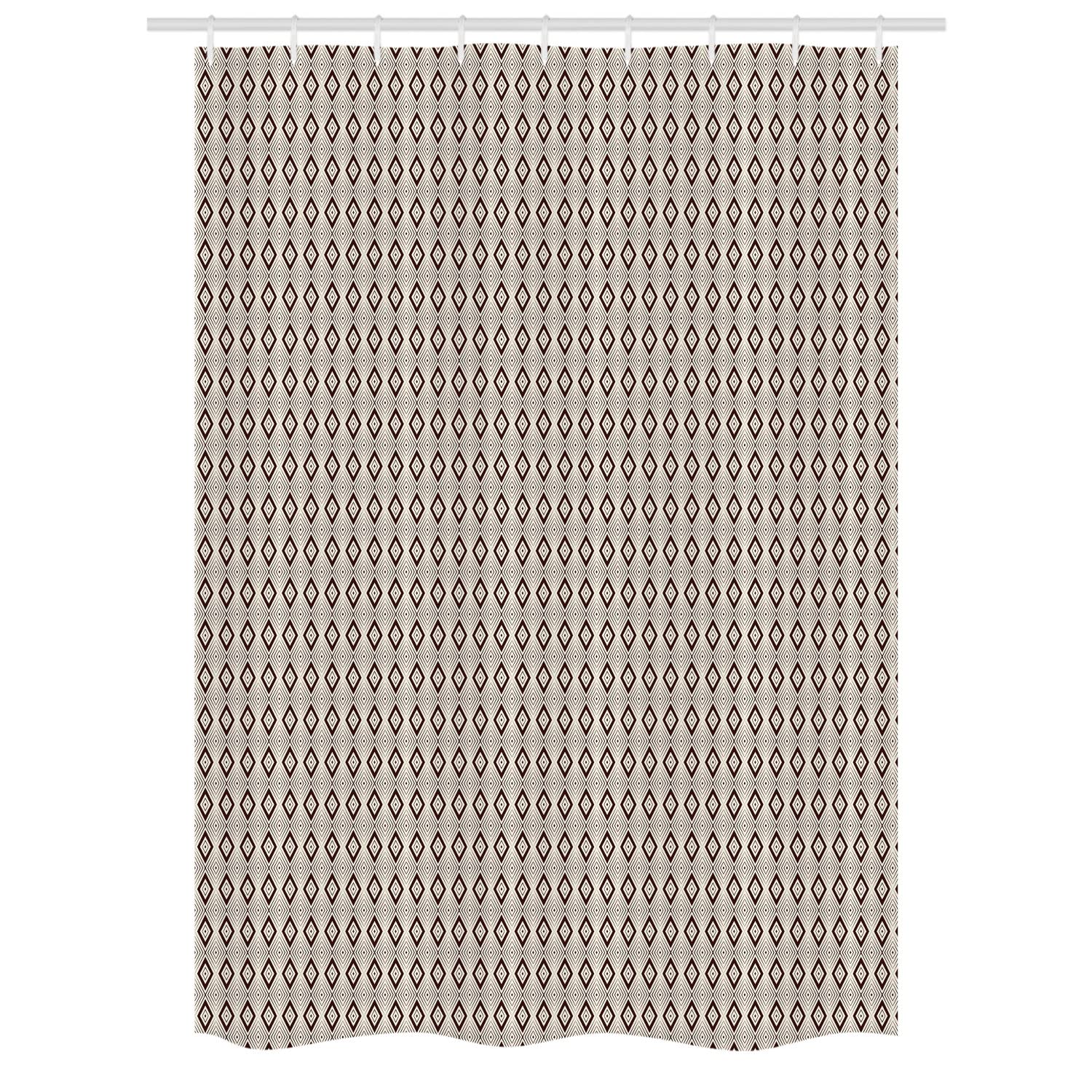 Ambesonne Abstract Stall Shower Curtain - Geometric Tribal Rhombus Pattern Bathroom Decor with Hooks, 54x78 Inches, Eggshell & Seal Brown - Perfect for Modern Bathrooms, Guest Suites, and Spa Retreats