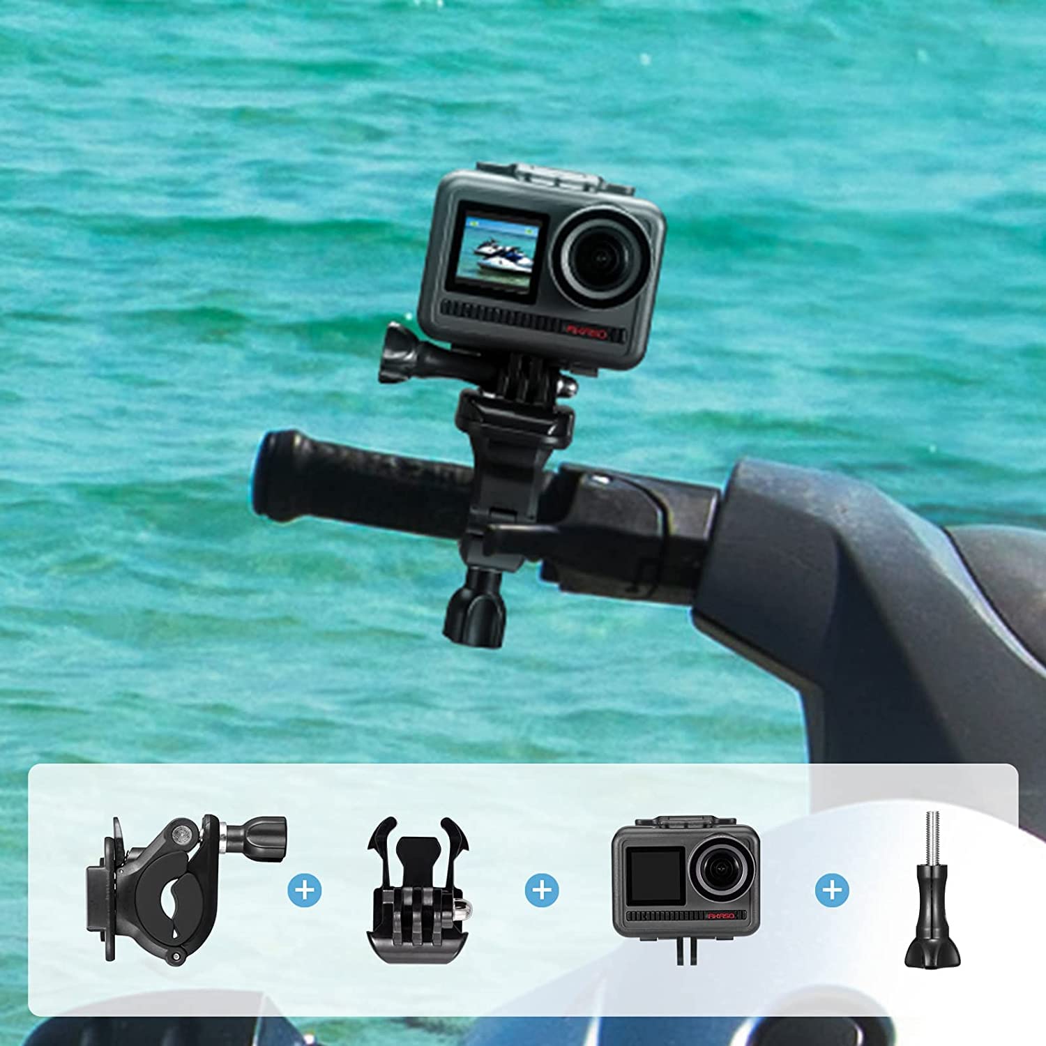AKASO Waterproof Action Camera Jet Ski Kit - Compatible with EK7000, EK7000 Pro, Brave 4, Brave 4 Pro, Brave 7 LE, Brave 7, V50X, V50 Pro, V50 Elite & Most Action Cameras - Perfect for Jet Skiing, Surfing, Kayaking & Water Sports Adventures