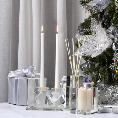 Abode Aroma Limone Olive Vervain 220g Bevelled Crystal Candle - Natural Scented Soy Wax for Home Relaxation, Spa & Meditation
