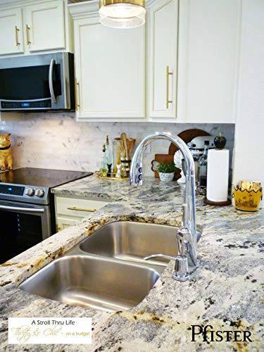 Pfister GT529-MPC Zuri Single Handle Pull-Down Kitchen Faucet with Soap Dispenser - Polished Chrome Finish for Modern Kitchens & Easy Dishwashing