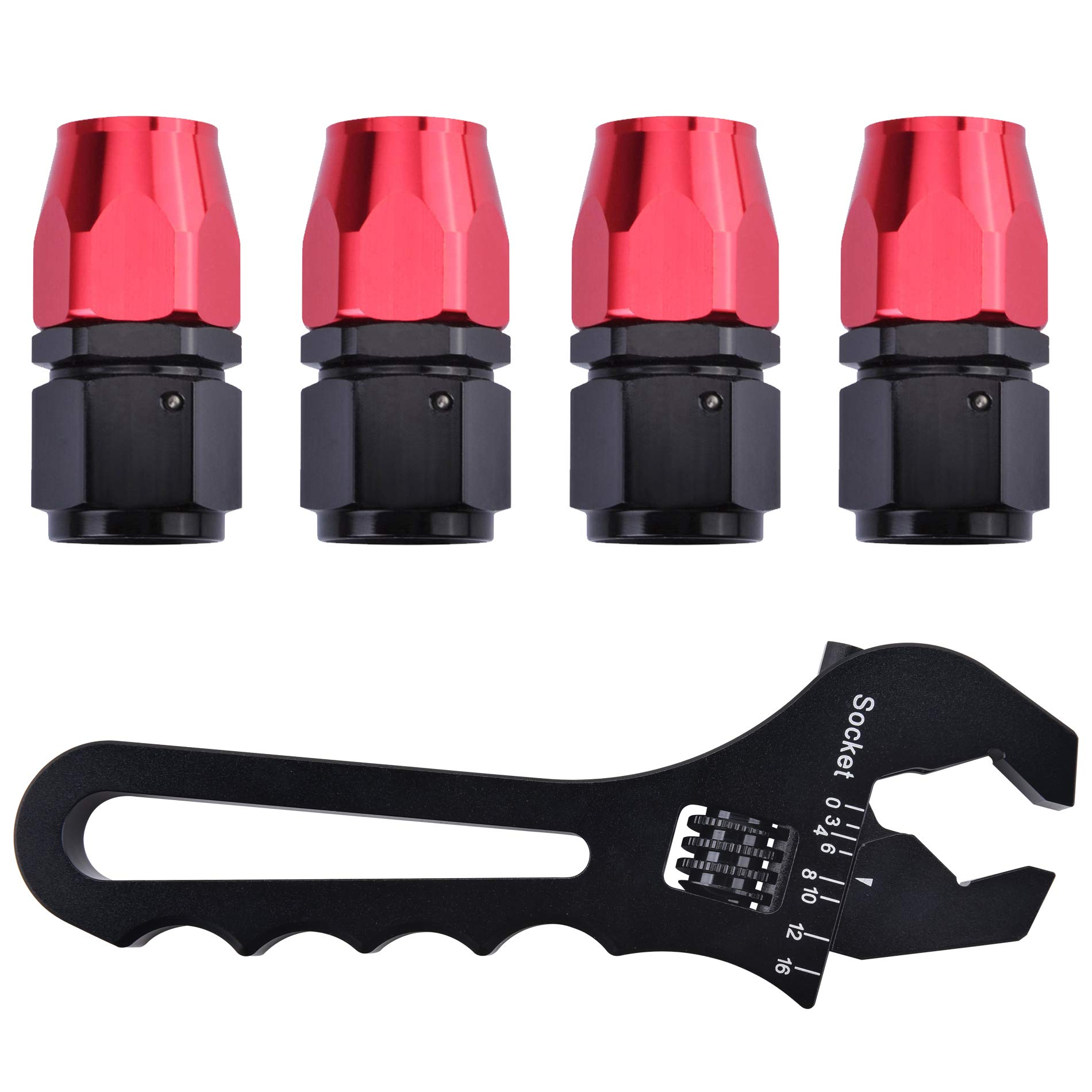 EVIL ENERGY 6AN Straight Swivel Hose End Fitting for Braided Fuel Line - AN Hose Fitting Kit with Adjustable Wrench (3AN-16AN) - Perfect for Fuel System Upgrades, Automotive Performance Mods & Racing Applications