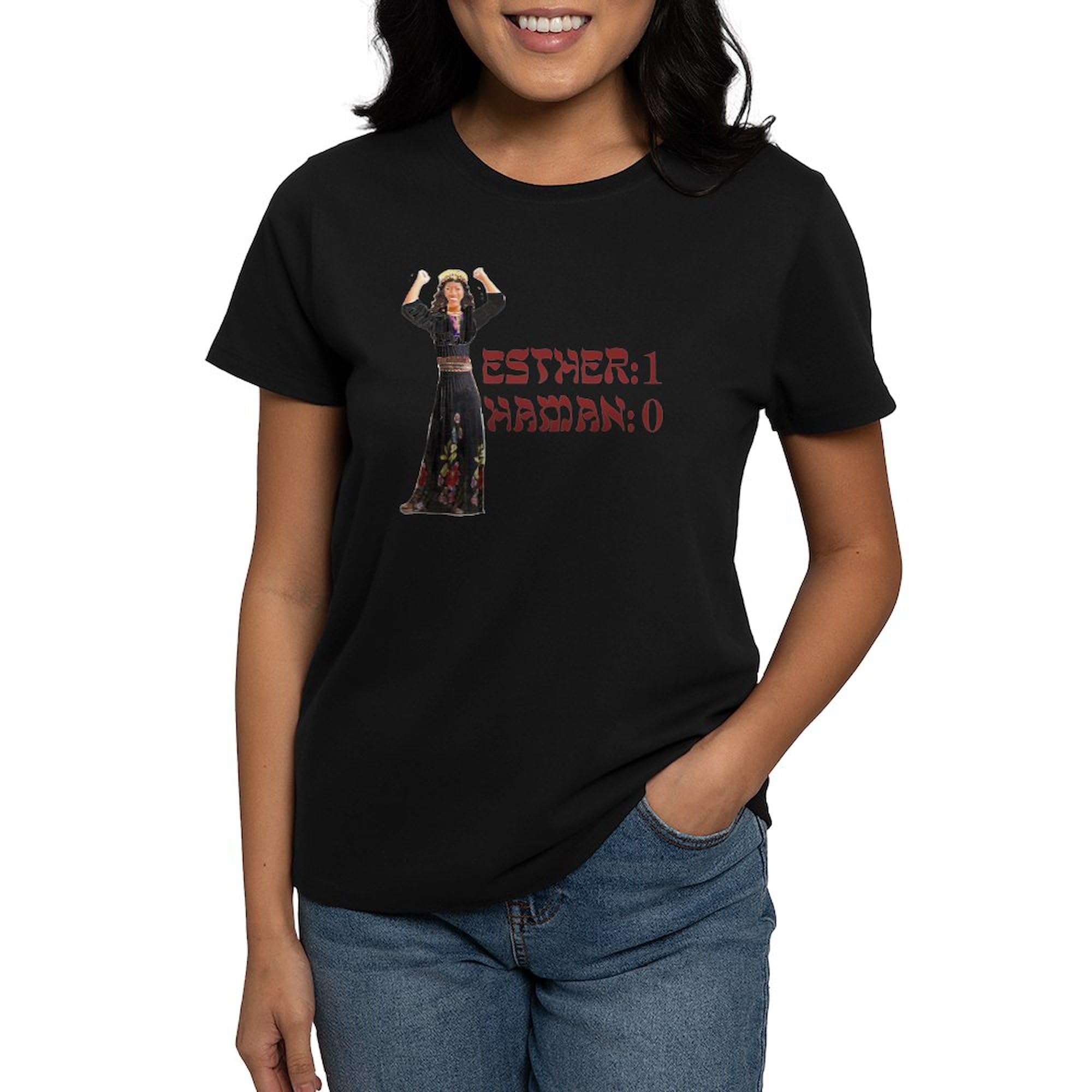 Purim Women's Dark Cotton T-Shirt - Comfortable Casual Tee for Jewish Holiday & Everyday Wear - Perfect for Festivals, Parties, and Daily Outfits